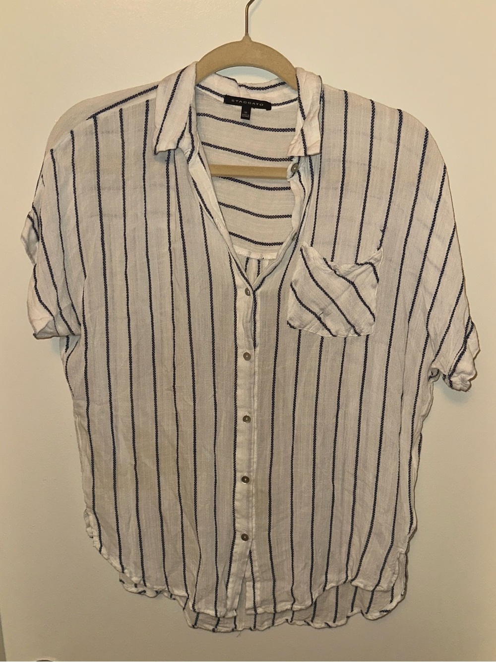 STACCATO Women’s White Shirt with Navy Stripes